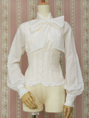 Frill Ribbon Pintuck Blouse